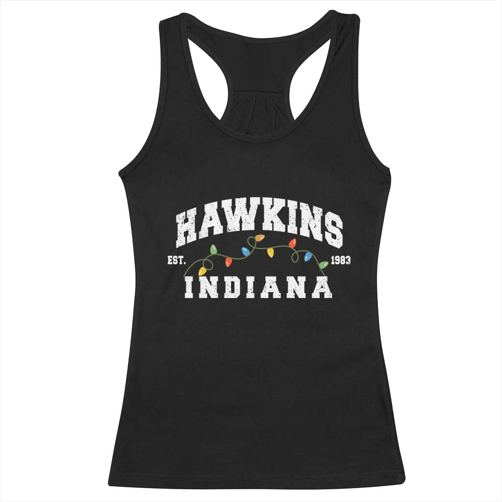 Funny Stranger Christmas Racerback Tank Top Hawkins Xmas Lights TS11 Black Print Your Wear