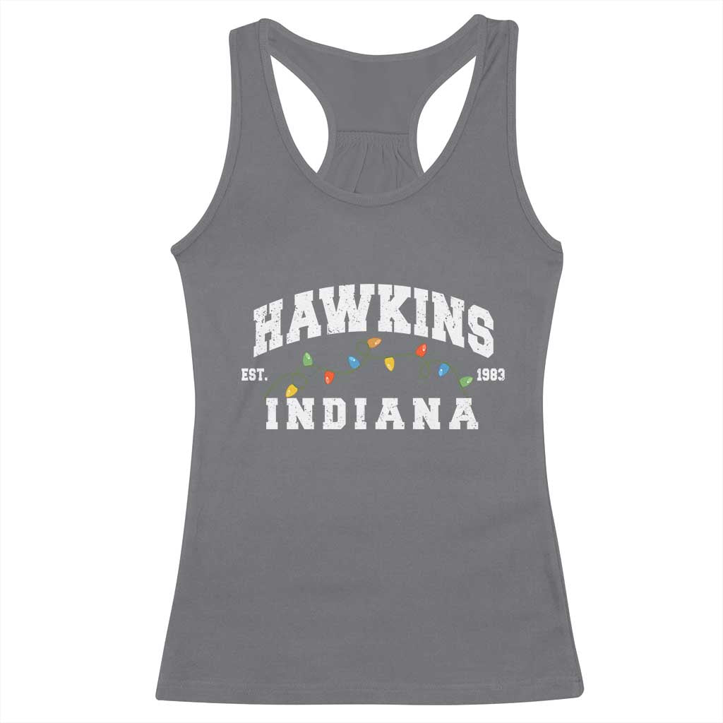 Funny Stranger Christmas Racerback Tank Top Hawkins Xmas Lights TS11 Charcoal Print Your Wear