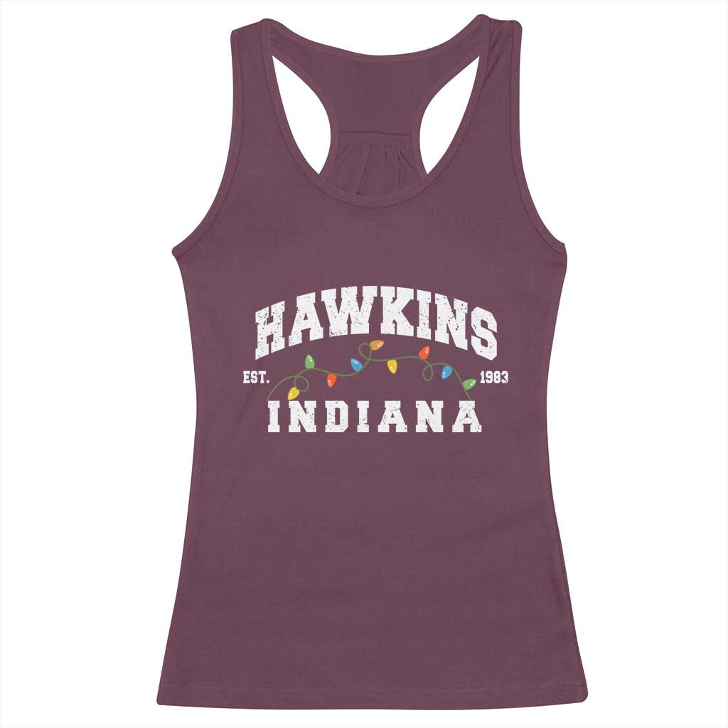 Funny Stranger Christmas Racerback Tank Top Hawkins Xmas Lights TS11 Maroon Print Your Wear