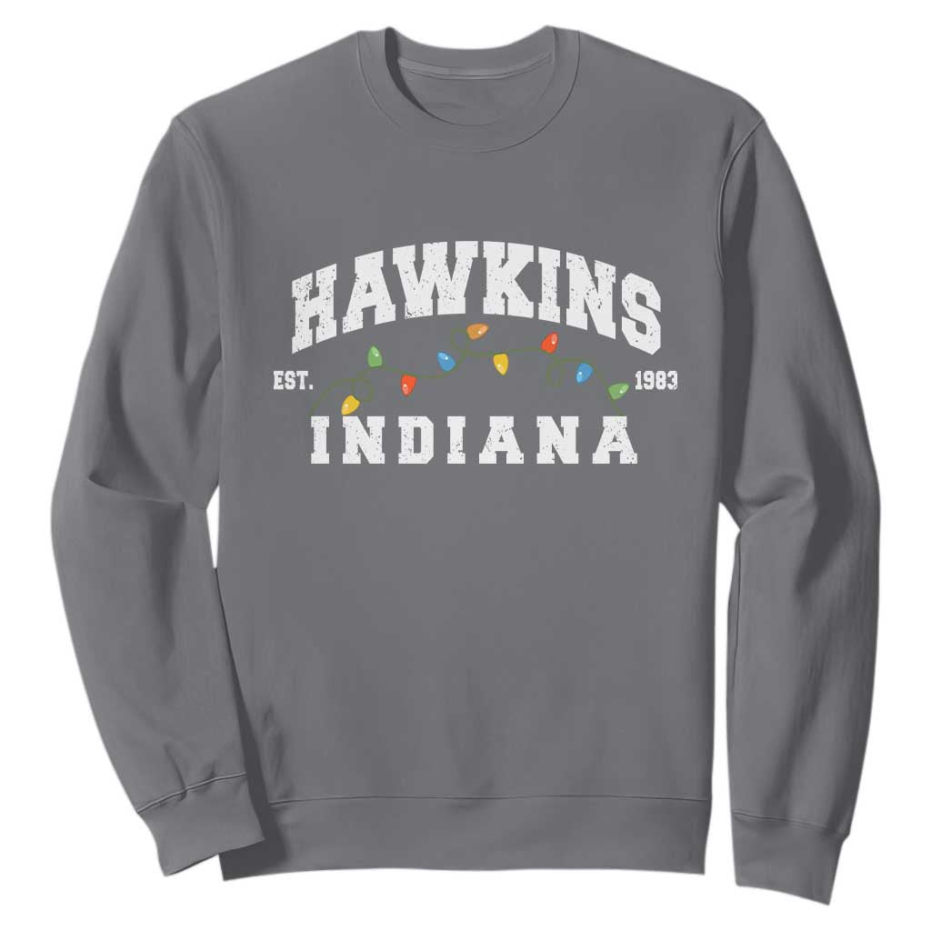 Funny Stranger Christmas Sweatshirt Hawkins Xmas Lights TS11 Charcoal Print Your Wear