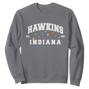 Funny Stranger Christmas Sweatshirt Hawkins Xmas Lights TS11 Charcoal Print Your Wear