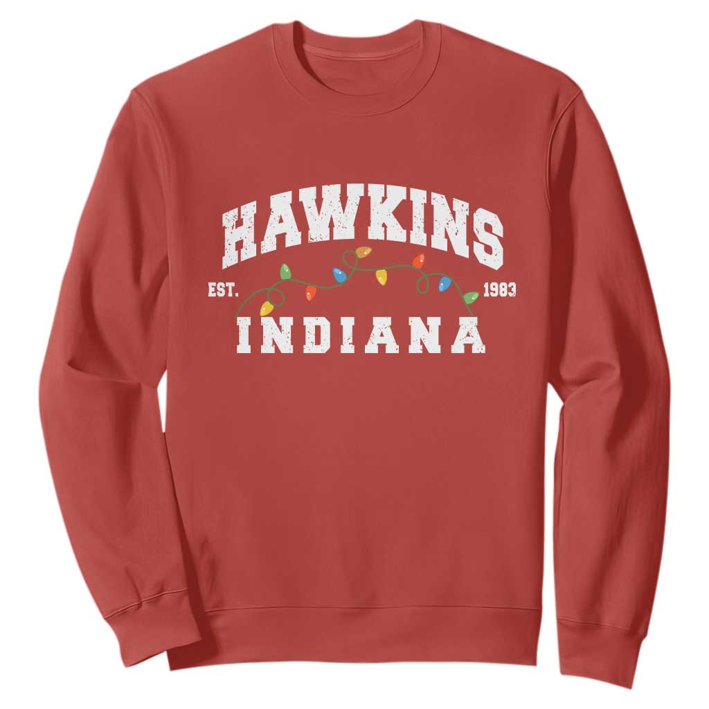 Funny Stranger Christmas Sweatshirt Hawkins Xmas Lights TS11 Red Print Your Wear