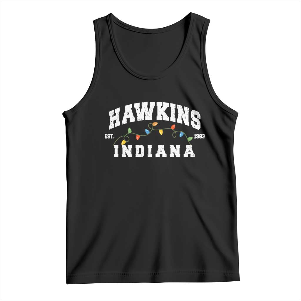 Funny Stranger Christmas Tank Top Hawkins Xmas Lights TS11 Black Print Your Wear
