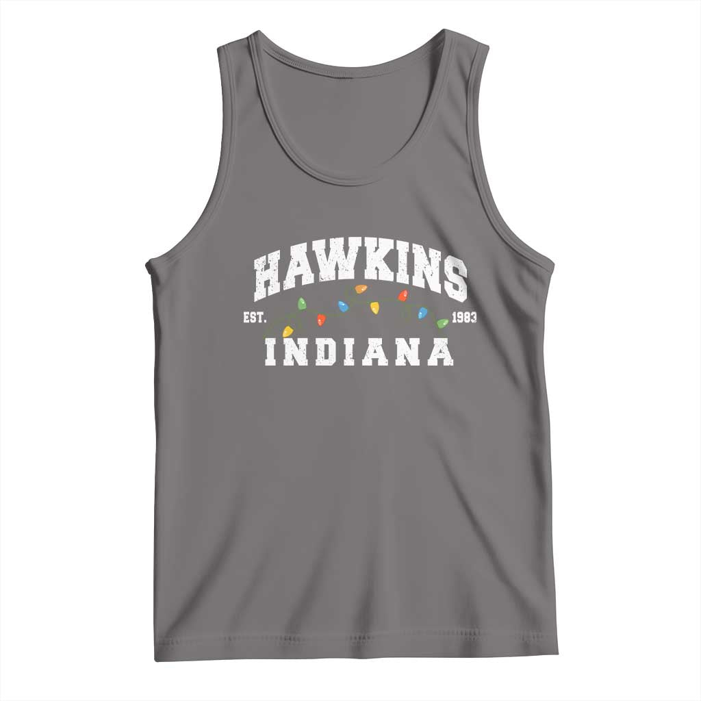 Funny Stranger Christmas Tank Top Hawkins Xmas Lights TS11 Deep Heather Print Your Wear