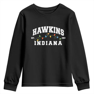 Funny Stranger Christmas Youth Sweatshirt Hawkins Xmas Lights TS11 Black Print Your Wear