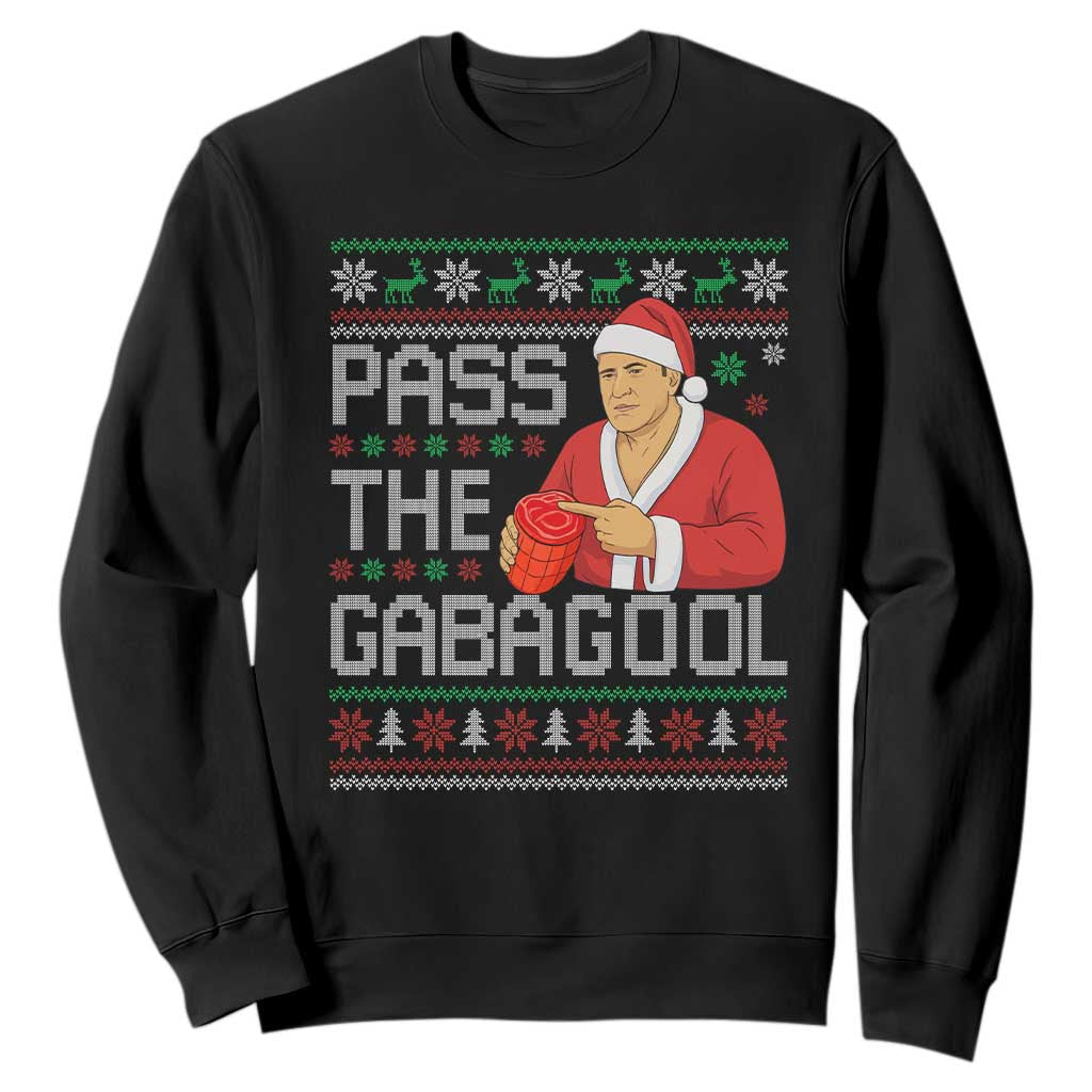 Funny Pass The Gabagool Christmas Sweatshirt Italian Food Xmas Mafia Gangster Movie TS11 Black Print Your Wear