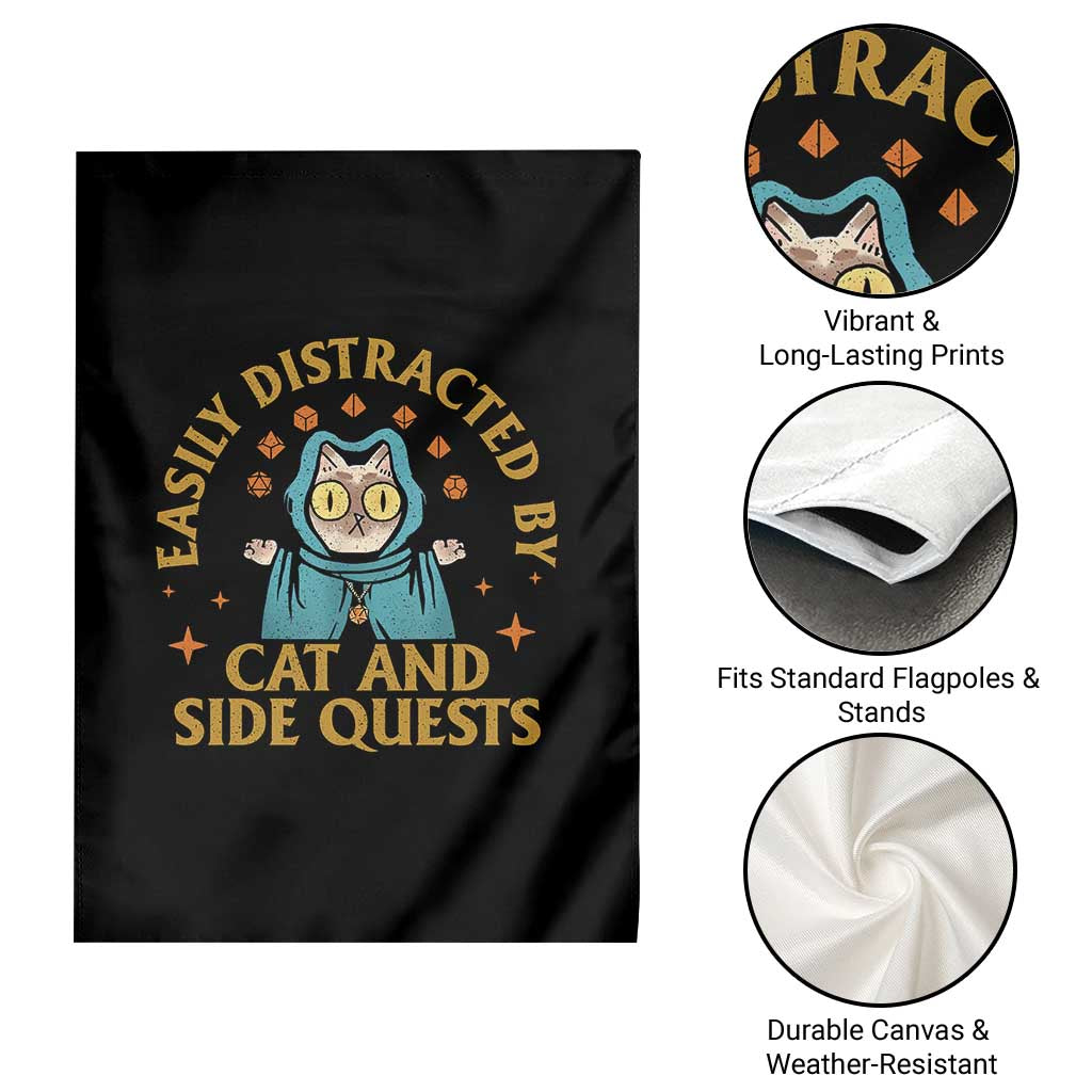 Funny Easily Distracted By Cats And Side Quests Garden Flag RPG Tabletop Gamer TS11 Print Your Wear