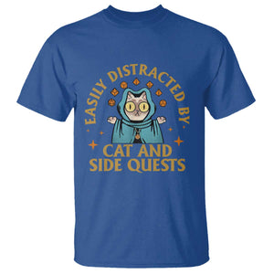 Funny Easily Distracted By Cats And Side Quests T Shirt RPG Tabletop Gamer TS11 Royal Blue Print Your Wear