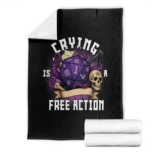 Funny RPG Gamer Crying Is A Free Action Throw Blanket Vintage D20 Side Quests Tabletop TS11 Black Print Your Wear