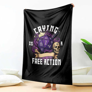 Funny RPG Gamer Crying Is A Free Action Throw Blanket Vintage D20 Side Quests Tabletop TS11 Print Your Wear