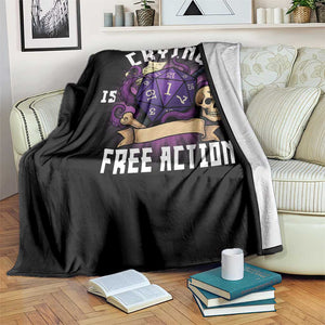 Funny RPG Gamer Crying Is A Free Action Throw Blanket Vintage D20 Side Quests Tabletop TS11 Print Your Wear