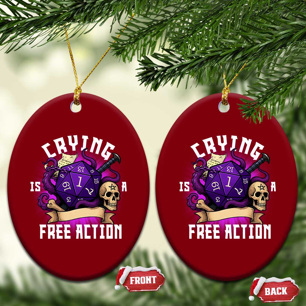 Funny RPG Gamer Crying Is A Free Action Ceramic Ornament Vintage D20 Side Quests Tabletop TS11 Print Your Wear