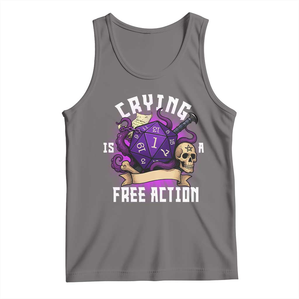 Funny RPG Gamer Crying Is A Free Action Tank Top Vintage D20 Side Quests Tabletop TS11 Deep Heather Print Your Wear