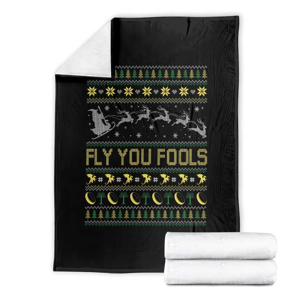 Funny Fly You Fools Christmas Throw Blanket Fantasy Movie Xmas Wizard Santa TS11 Black Print Your Wear