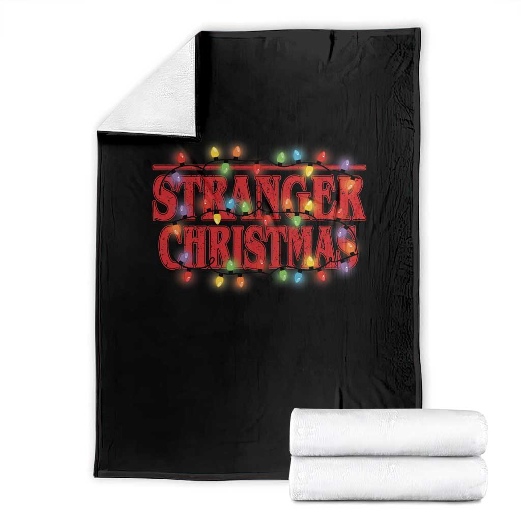 Stranger Christmas Throw Blanket Funny Xmas Alphabet Neon Lights Movie TS11 Black Print Your Wear