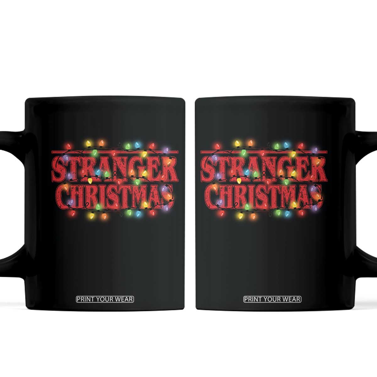 Stranger Christmas Coffee Mug Funny Xmas Alphabet Neon Lights Movie TS11 Black Print Your Wear