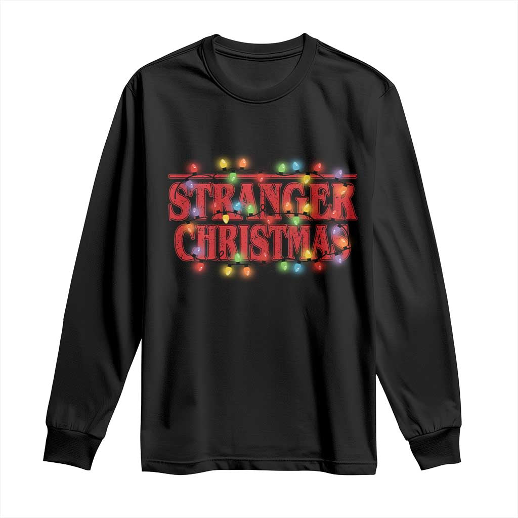Stranger Christmas Long Sleeve Shirt Funny Xmas Alphabet Neon Lights Movie TS11 Black Print Your Wear