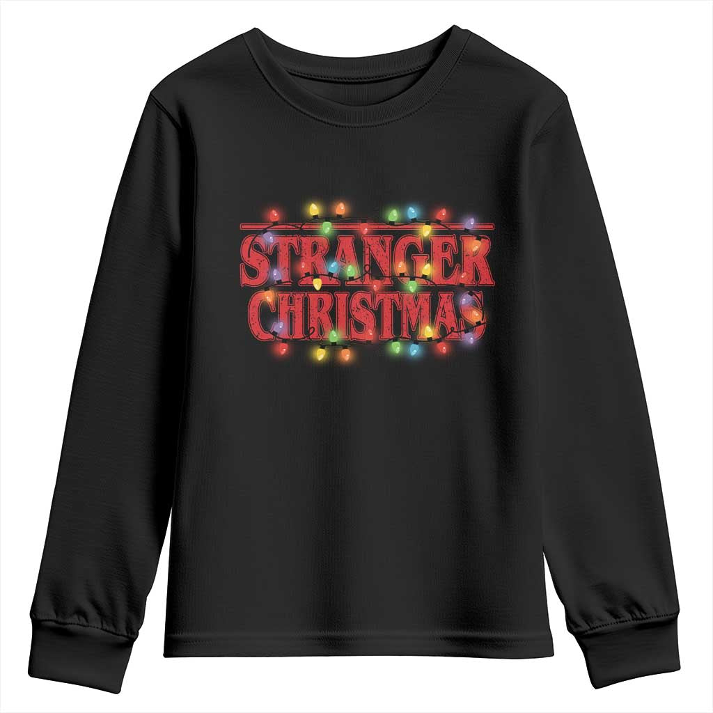 Stranger Christmas Youth Sweatshirt Funny Xmas Alphabet Neon Lights Movie TS11 Black Print Your Wear