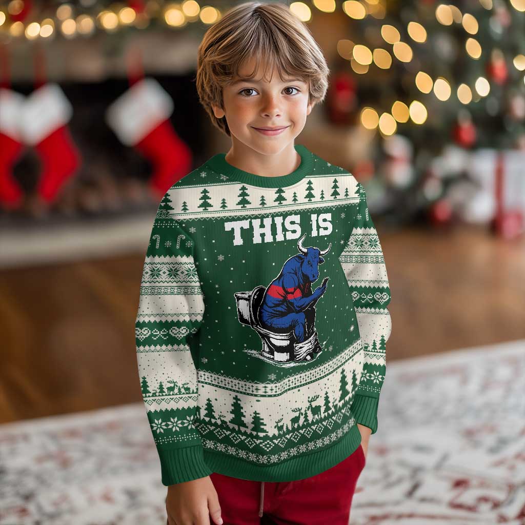 This Is Bullshit Ugly Christmas Sweater Funny Cow Buffalo Toilet TS11 Forest Green Beige Print Your Wear
