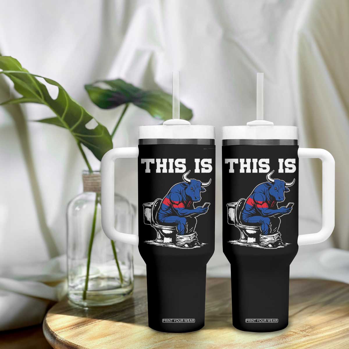 This Is Bullshit Tumbler With Handle Funny Cow Buffalo Toilet TS11 Print Your Wear