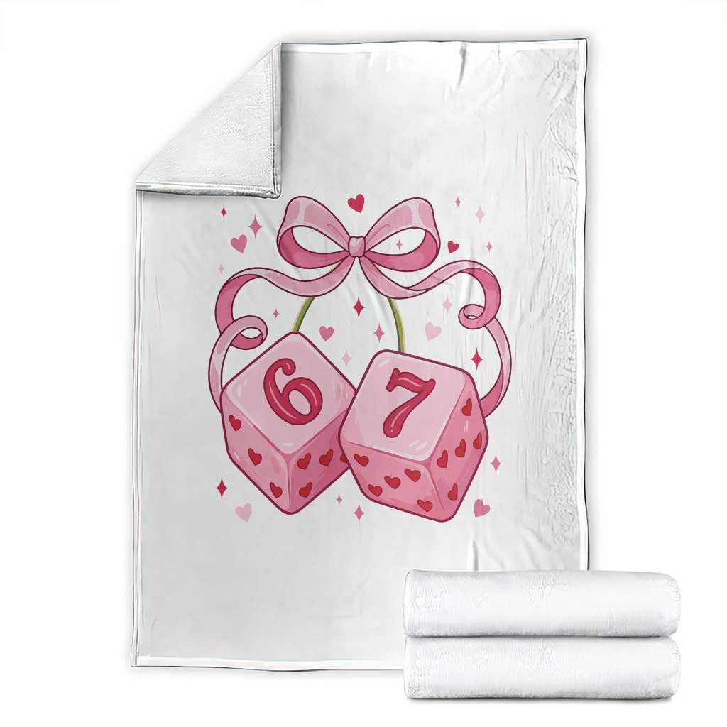 Funny 67 Dice Valentines Day Six Seven Meme Coquette Throw Blanket TS11 White Print Your Wear