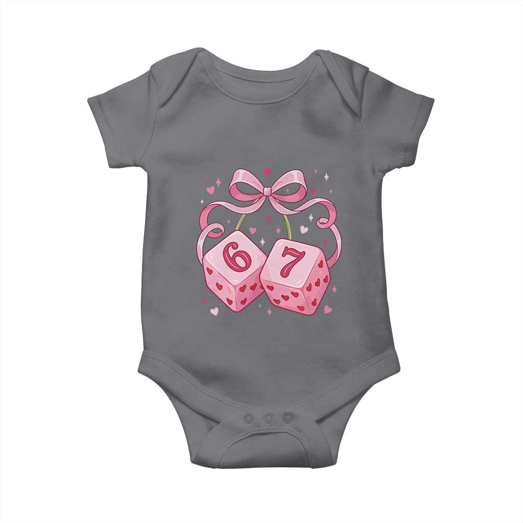 Funny 67 Dice Valentines Day Six Seven Meme Coquette Baby Onesie TS11 Charcoal Print Your Wear