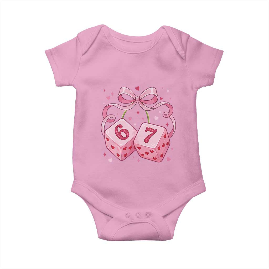 Funny 67 Dice Valentines Day Six Seven Meme Coquette Baby Onesie TS11 Light Pink Print Your Wear