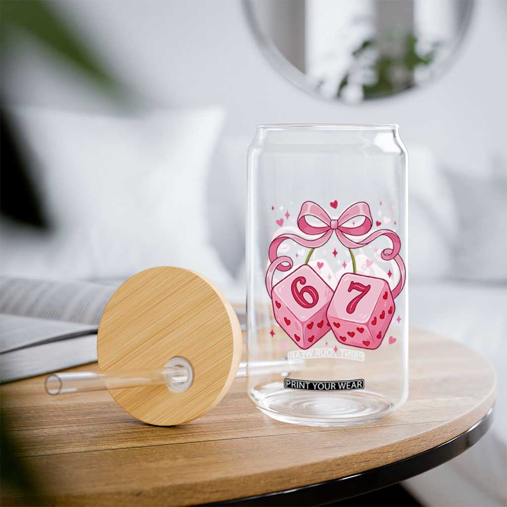 Funny 67 Dice Valentines Day Six Seven Meme Coquette Glass Can TS11 Print Your Wear
