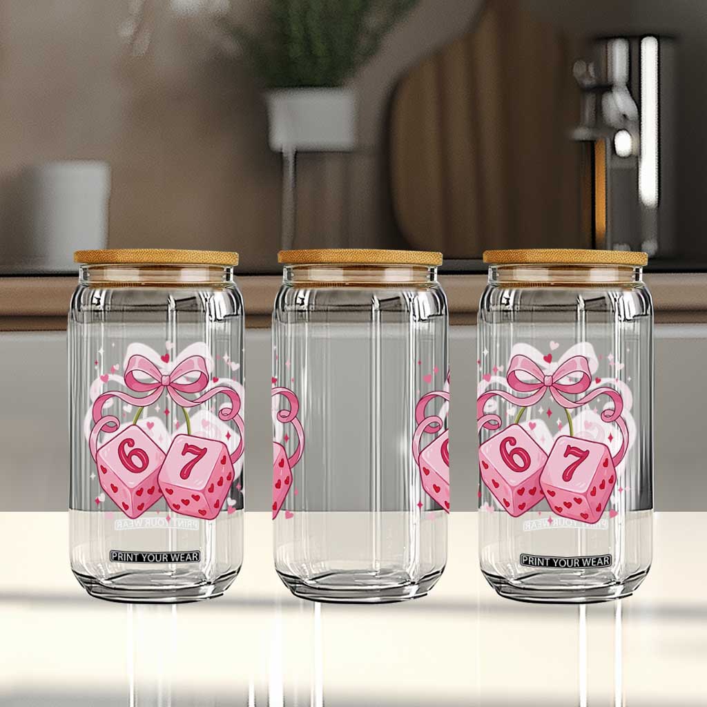 Funny 67 Dice Valentines Day Six Seven Meme Coquette Glass Can TS11 Print Your Wear