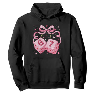 Funny 67 Dice Valentines Day Six Seven Meme Coquette Hoodie TS11 Black Print Your Wear