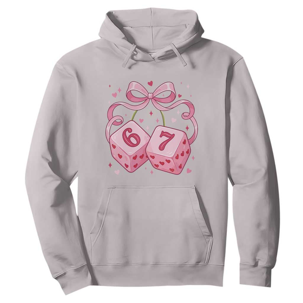 Funny 67 Dice Valentines Day Six Seven Meme Coquette Hoodie TS11 Ice Gray Print Your Wear