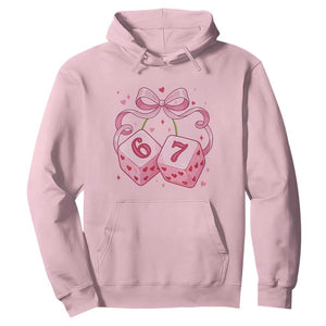 Funny 67 Dice Valentines Day Six Seven Meme Coquette Hoodie TS11 Light Pink Print Your Wear