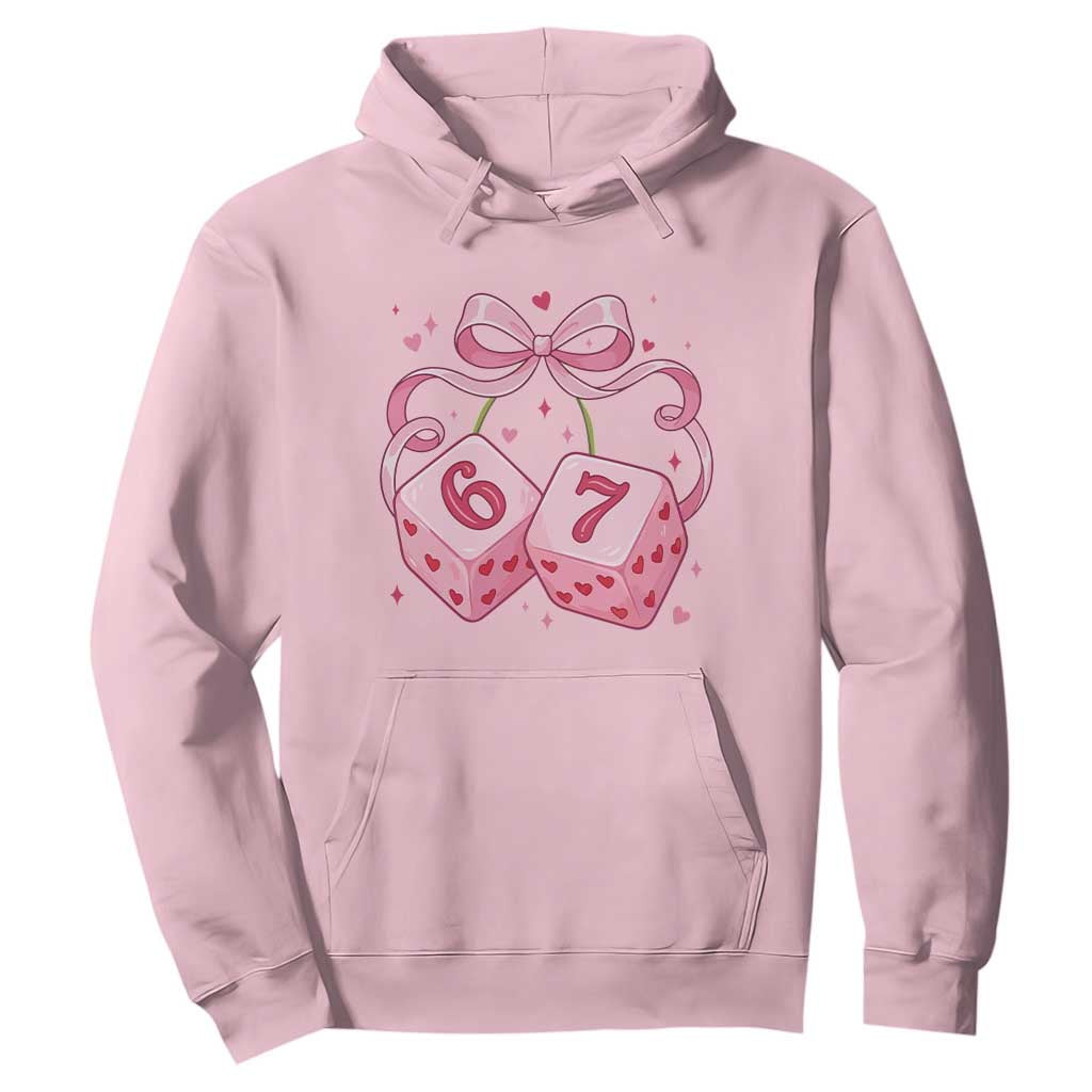 Funny 67 Dice Valentines Day Six Seven Meme Coquette Hoodie TS11 Light Pink Print Your Wear