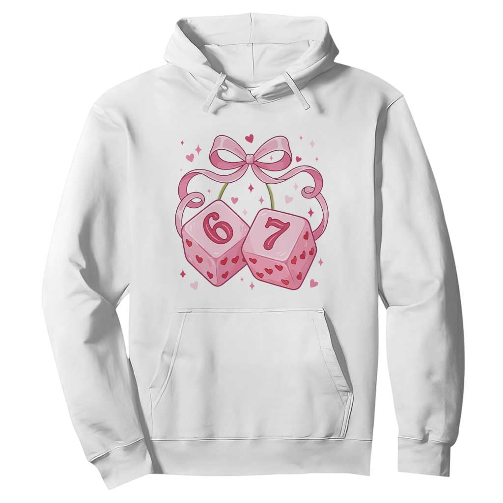 Funny 67 Dice Valentines Day Six Seven Meme Coquette Hoodie TS11 White Print Your Wear