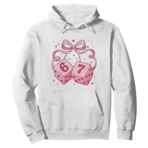 Funny 67 Dice Valentines Day Six Seven Meme Coquette Hoodie TS11 White Print Your Wear