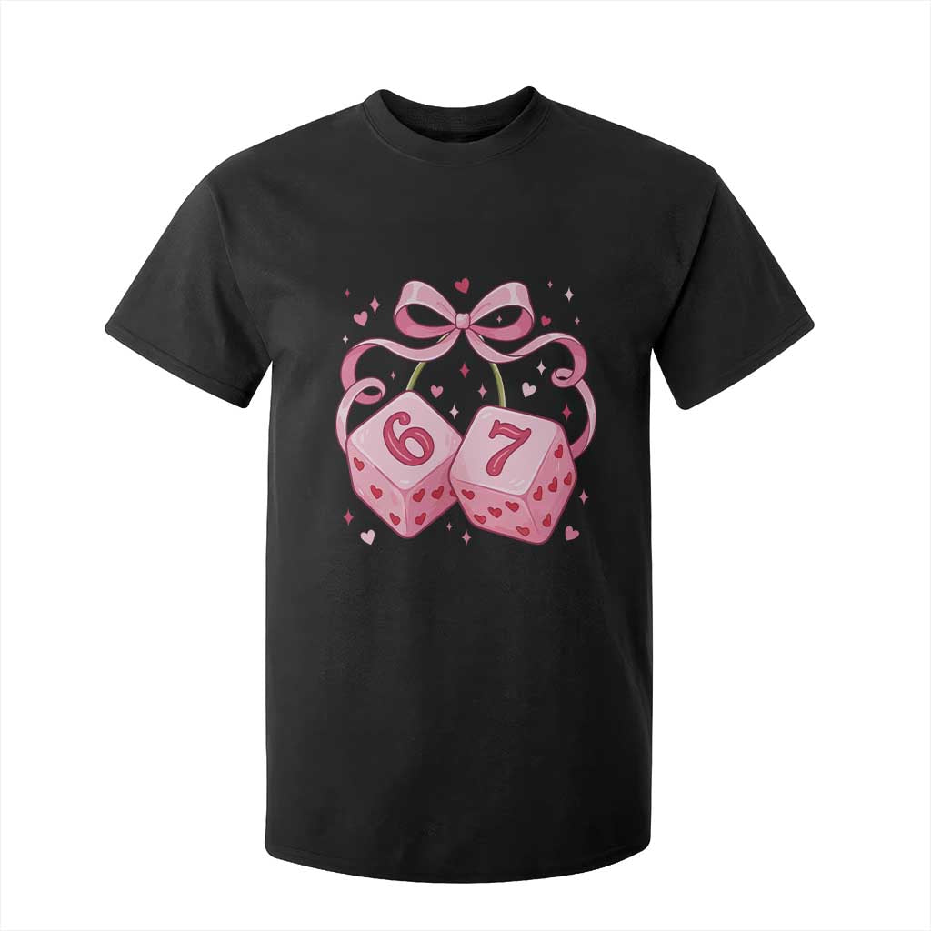 Funny 67 Dice Valentines Day Six Seven Meme Coquette T Shirt For Kid TS11 Black Print Your Wear