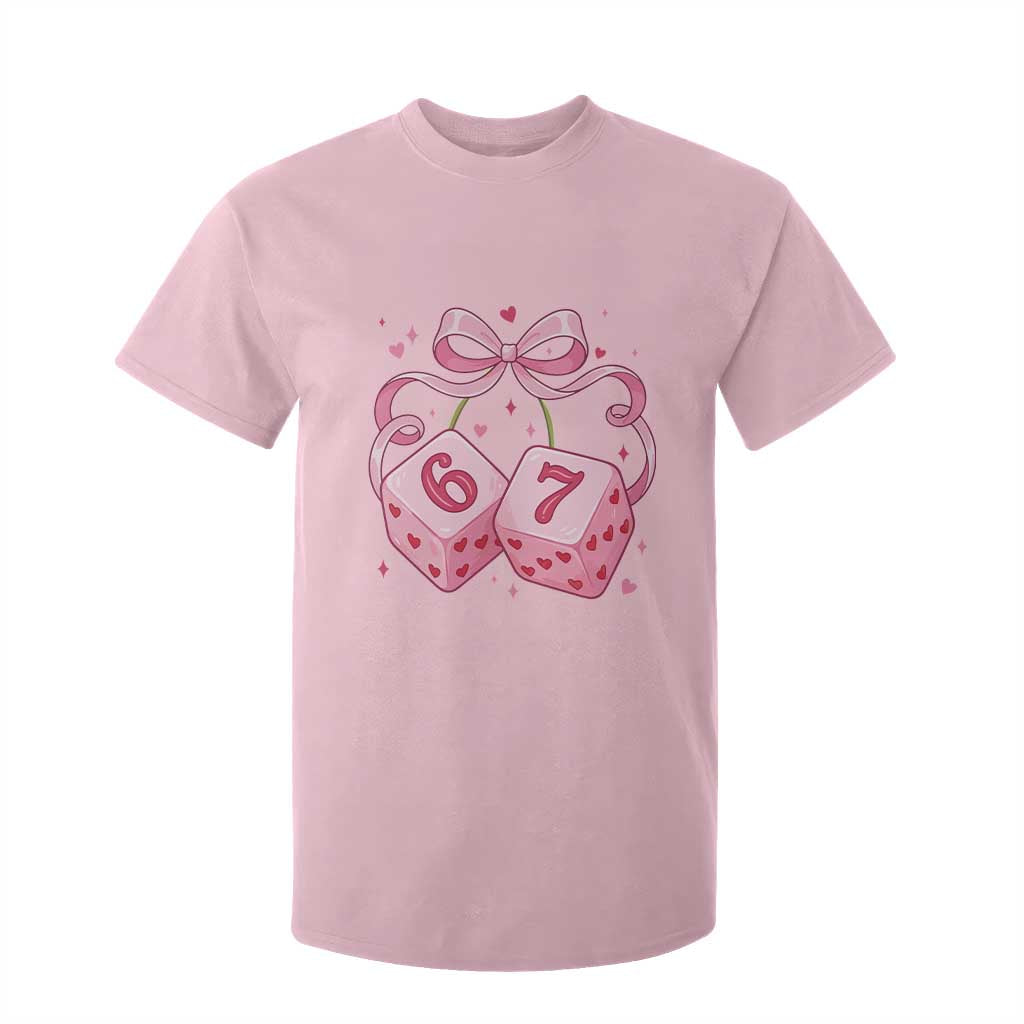 Funny 67 Dice Valentines Day Six Seven Meme Coquette T Shirt For Kid TS11 Light Pink Print Your Wear