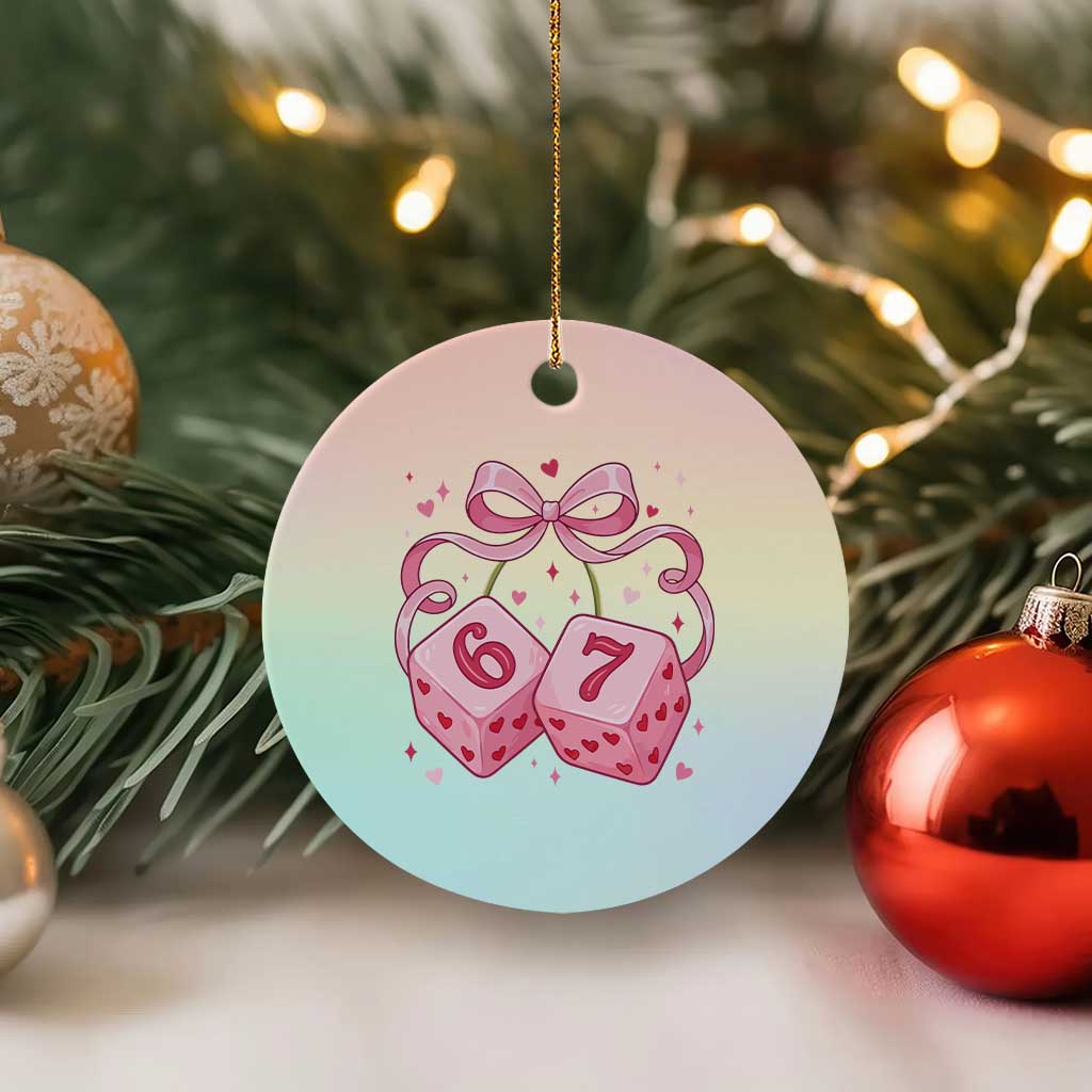 Funny 67 Dice Valentines Day Six Seven Meme Coquette Ceramic Ornament TS11 1pc Pastel Print Your Wear