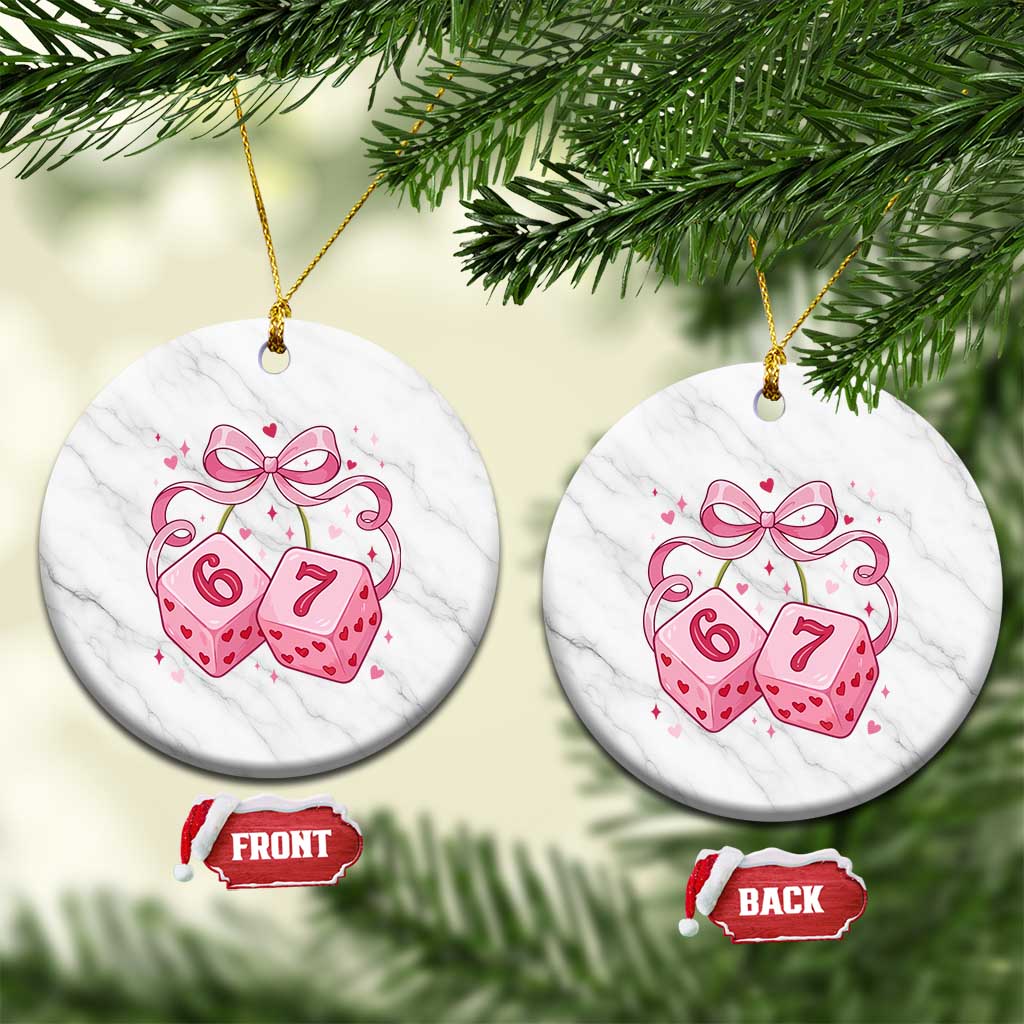 Funny 67 Dice Valentines Day Six Seven Meme Coquette Ceramic Ornament TS11 1pc White Marble Print Your Wear