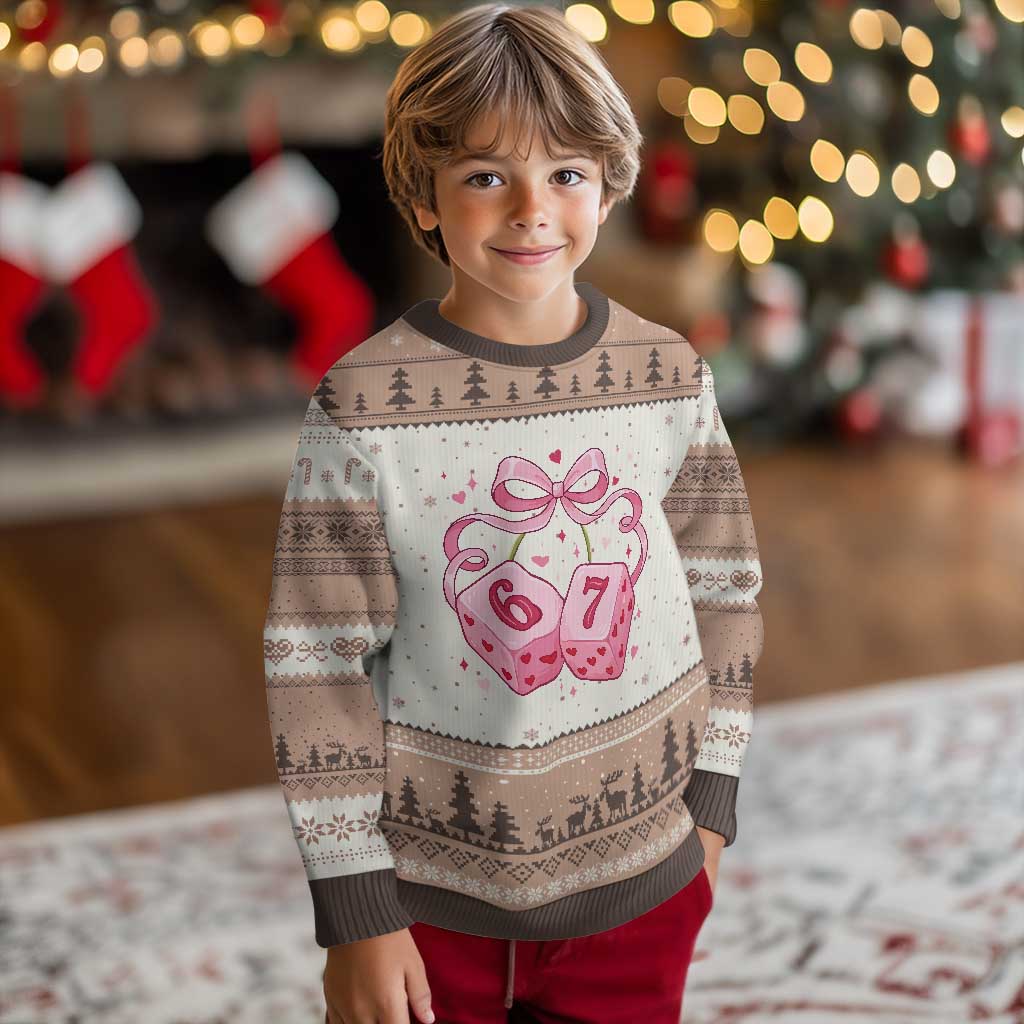 Funny 67 Dice Valentines Day Six Seven Meme Coquette Ugly Christmas Sweater TS11 Mocha Mousse Print Your Wear