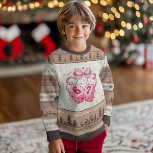 Funny 67 Dice Valentines Day Six Seven Meme Coquette Ugly Christmas Sweater TS11 Mocha Mousse Print Your Wear