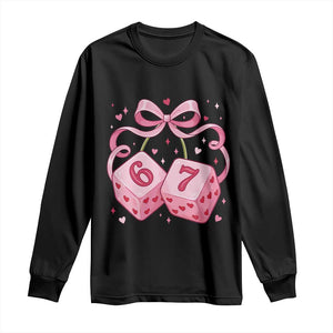 Funny 67 Dice Valentines Day Six Seven Meme Coquette Long Sleeve Shirt TS11 Black Print Your Wear