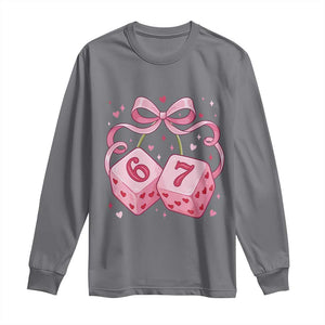 Funny 67 Dice Valentines Day Six Seven Meme Coquette Long Sleeve Shirt TS11 Charcoal Print Your Wear