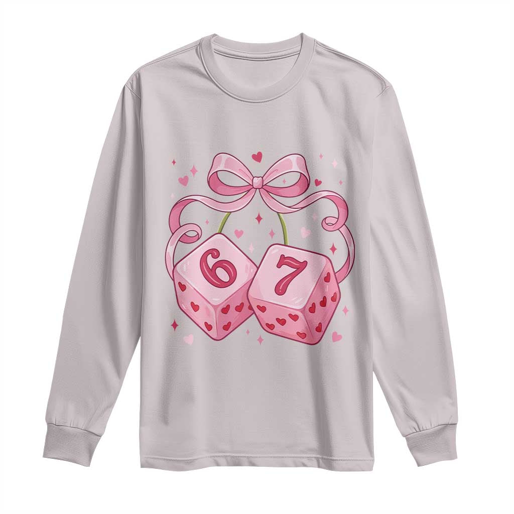 Funny 67 Dice Valentines Day Six Seven Meme Coquette Long Sleeve Shirt TS11 Ice Gray Print Your Wear