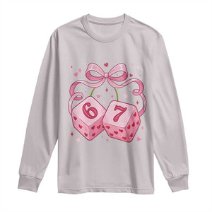 Funny 67 Dice Valentines Day Six Seven Meme Coquette Long Sleeve Shirt TS11 Ice Gray Print Your Wear