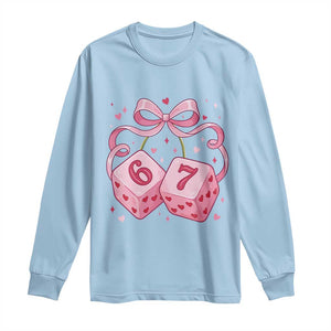 Funny 67 Dice Valentines Day Six Seven Meme Coquette Long Sleeve Shirt TS11 Light Blue Print Your Wear