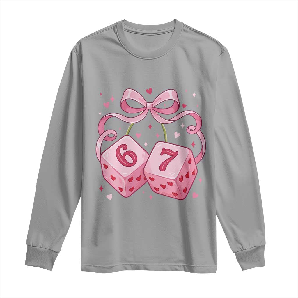 Funny 67 Dice Valentines Day Six Seven Meme Coquette Long Sleeve Shirt TS11 Sport Gray Print Your Wear