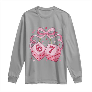 Funny 67 Dice Valentines Day Six Seven Meme Coquette Long Sleeve Shirt TS11 Sport Gray Print Your Wear