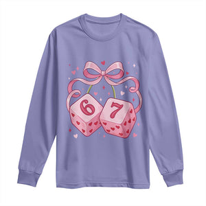 Funny 67 Dice Valentines Day Six Seven Meme Coquette Long Sleeve Shirt TS11 Violet Print Your Wear