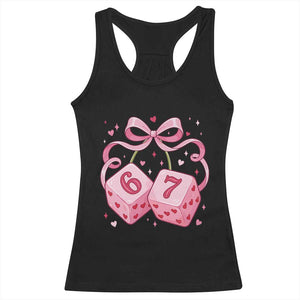 Funny 67 Dice Valentines Day Six Seven Meme Coquette Racerback Tank Top TS11 Black Print Your Wear